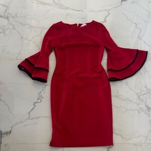 Elegant Red Bell Sleeve Dress